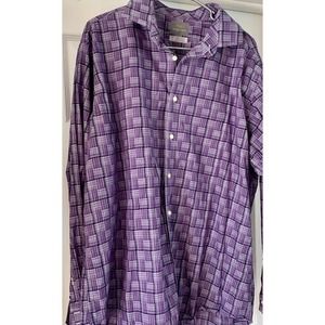 Thomas Dean Purple Shirt, Plaid Pattern. Mens XXL/2XL. In Excellent Condition.